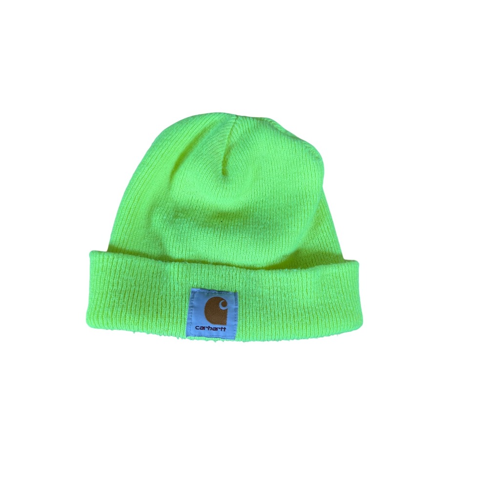 Carhartt A18 Neon Lime Green Acrylic Watch Hat Beanie Cuffed Logo Patch OSFM